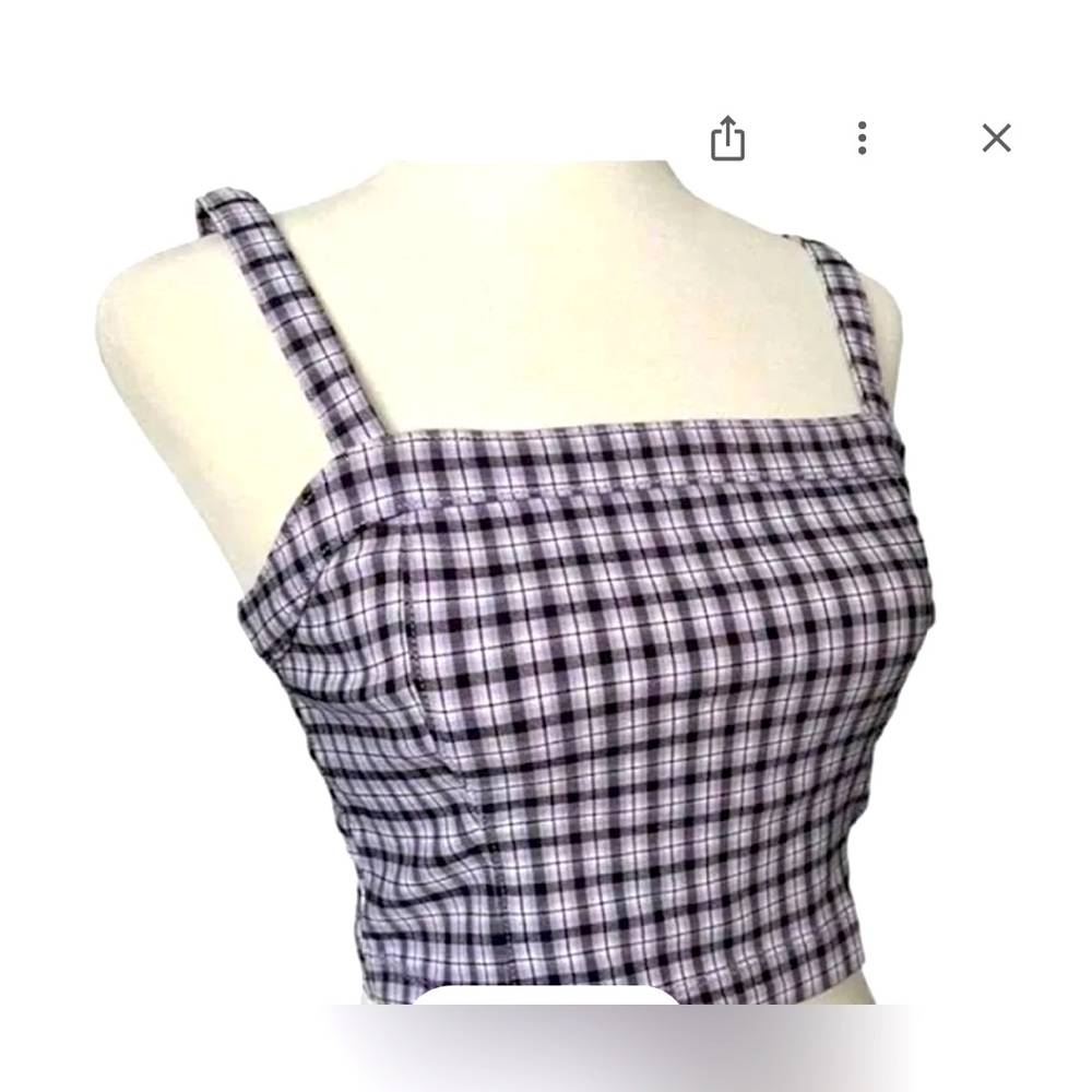 Hollister Black and White Plaid Tank Top, 
Sz: M